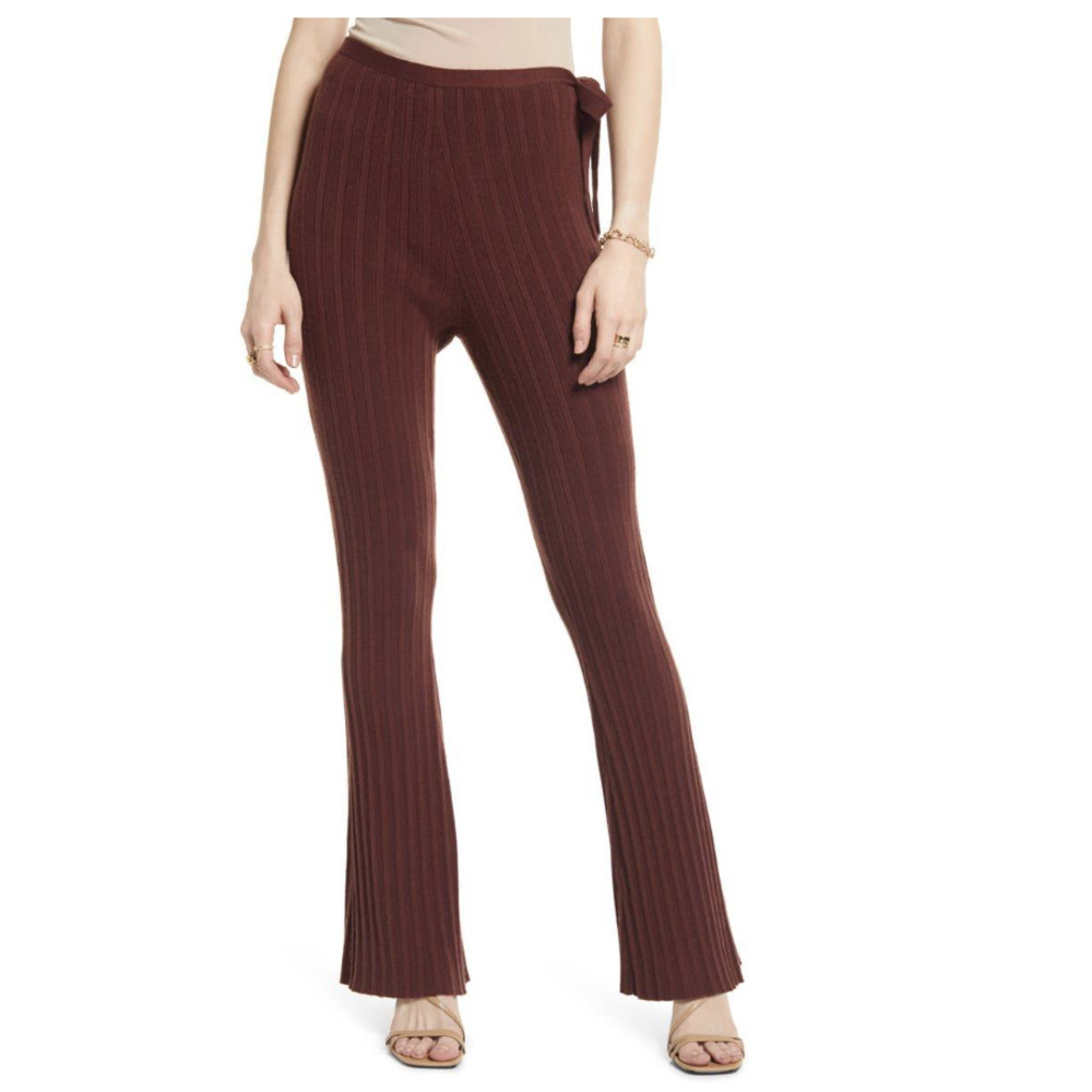 Open Edit Ribbed Side-Tie Knit Pants